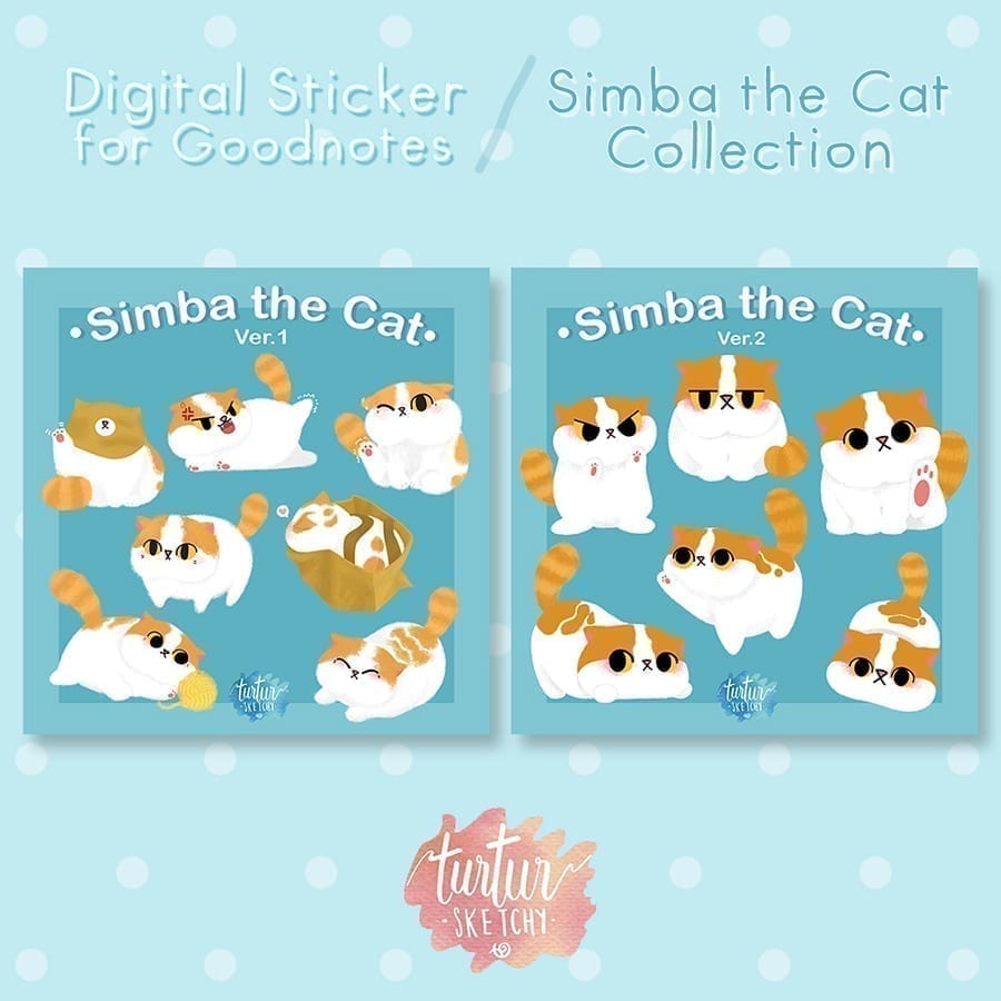 Turtursketchy | goodnotes digital sticker (simba the cat)