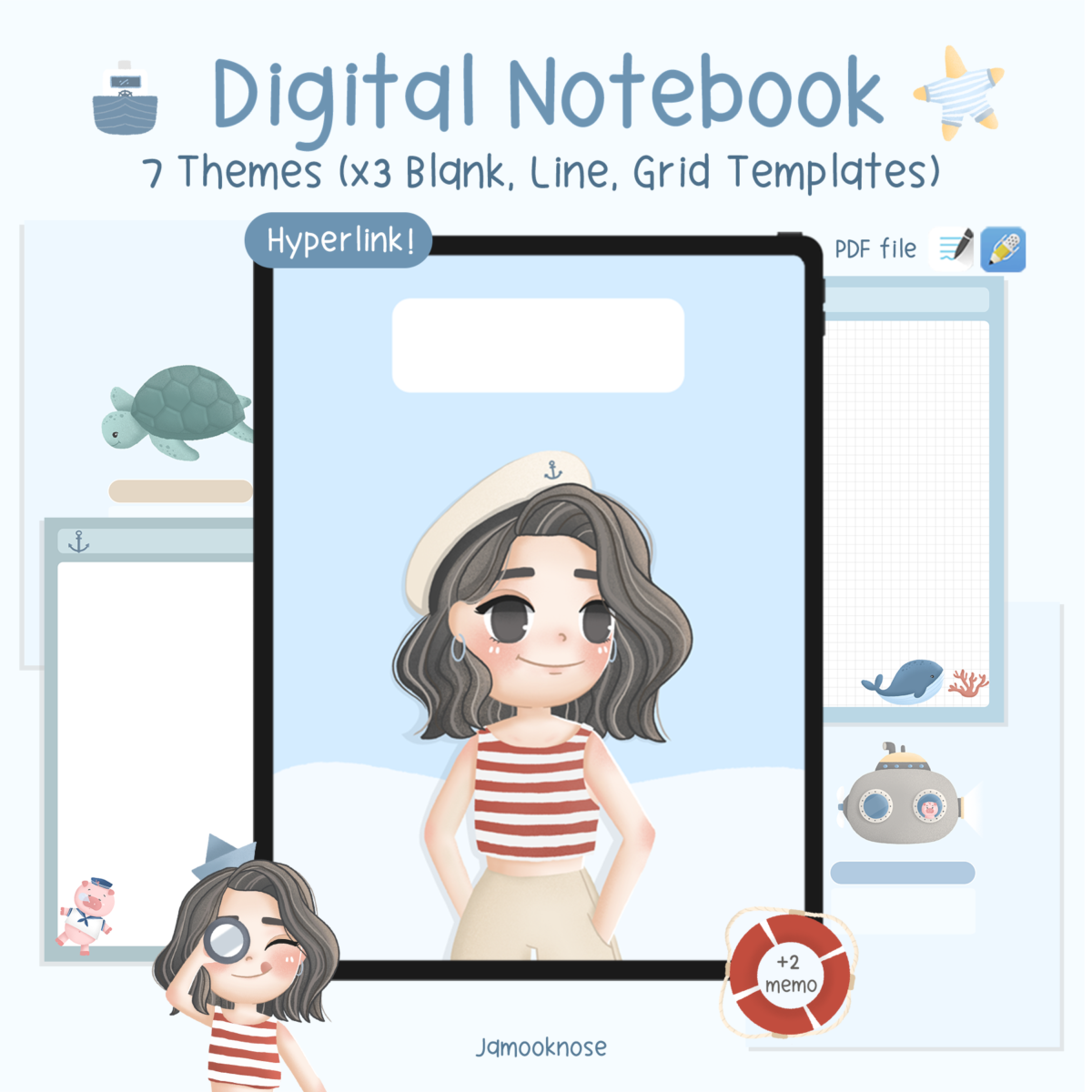 กระดาษโน๊ต memo pad notepad paper png digital notebook: JAMOOKNOSE in the ocean Cover