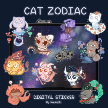 NORSEJA | GOODNOTES DIGITAL STICKER (Cat Zodiac)