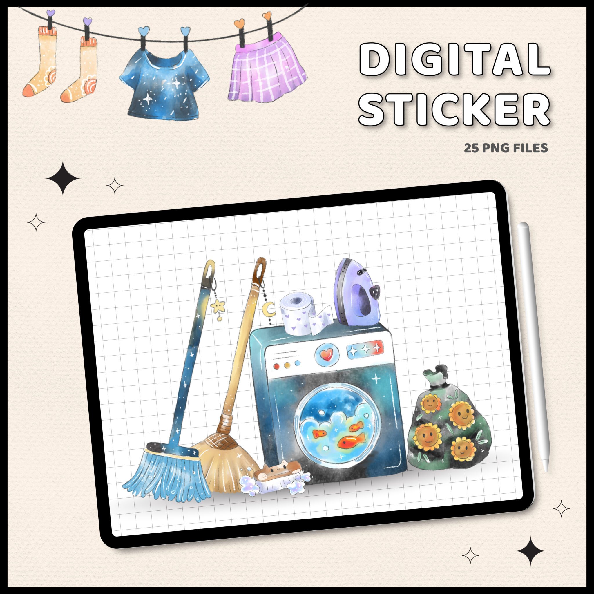 Clean Device Stickers SILIN | DIGITAL STICKER (cleaning) | Fahfahsworld
