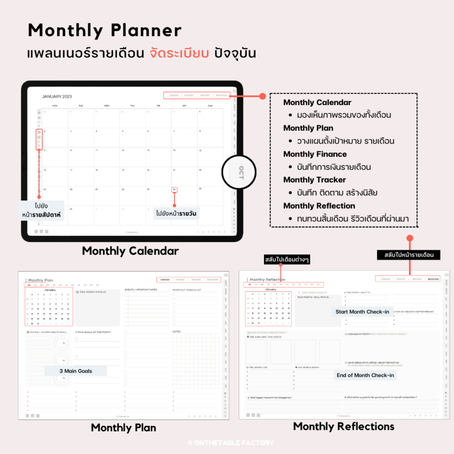 Monthly planner digital planner goodnotes แพลนเนอร์ hyperlink - ONTHETABLE.FAC goodnotes digital planner 2023 (life planner)