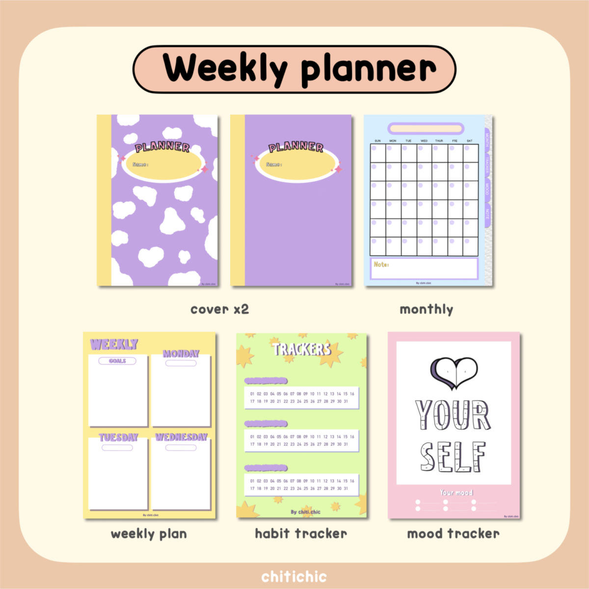 กระดาษโน๊ต paper memo pad png - CHITICHIC digital planner (weekly planner) ตัวอย่าง