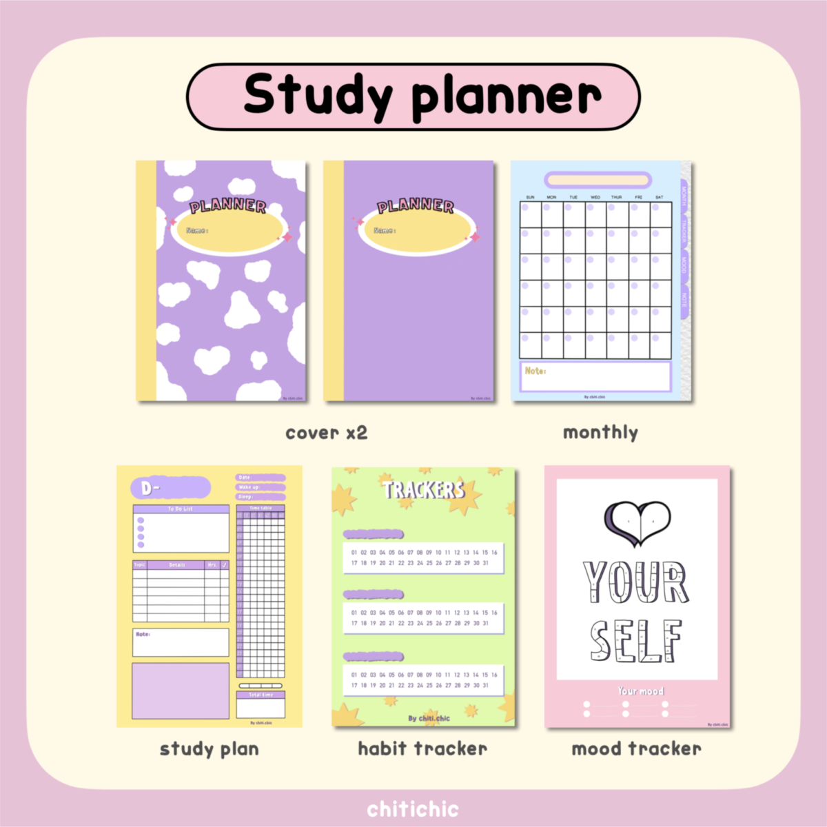 กระดาษโน๊ต paper memo pad png - CHITICHIC digital planner (study planner) ตัวอย่าง