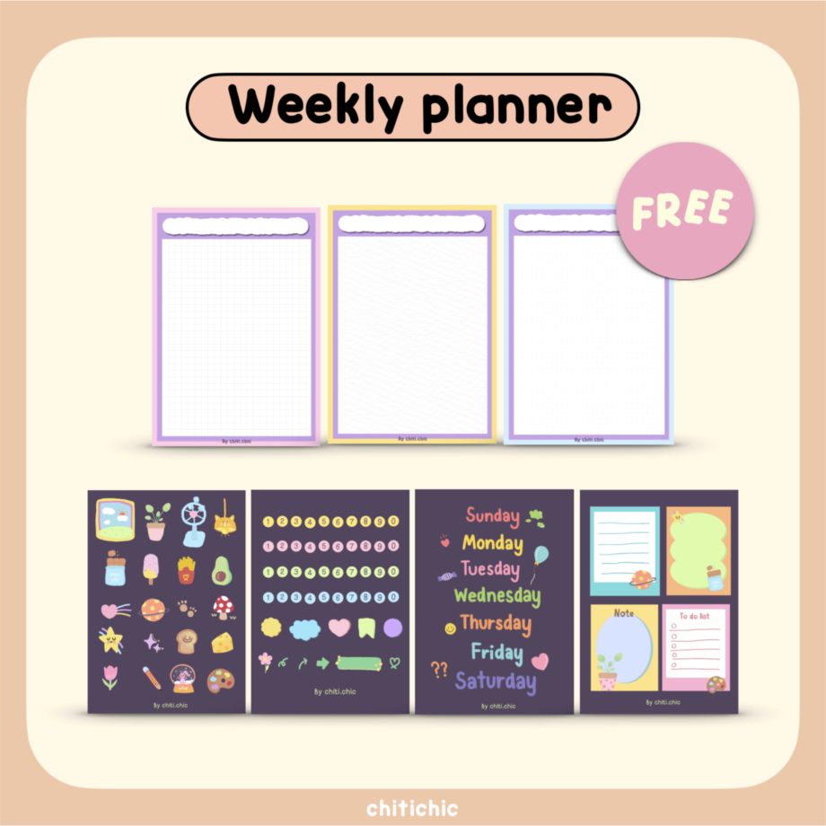 สติ๊กเกอร์ sticker goodnote กระดาษโน๊ต paper memo pad png - CHITICHIC digital planner (weekly planner)
