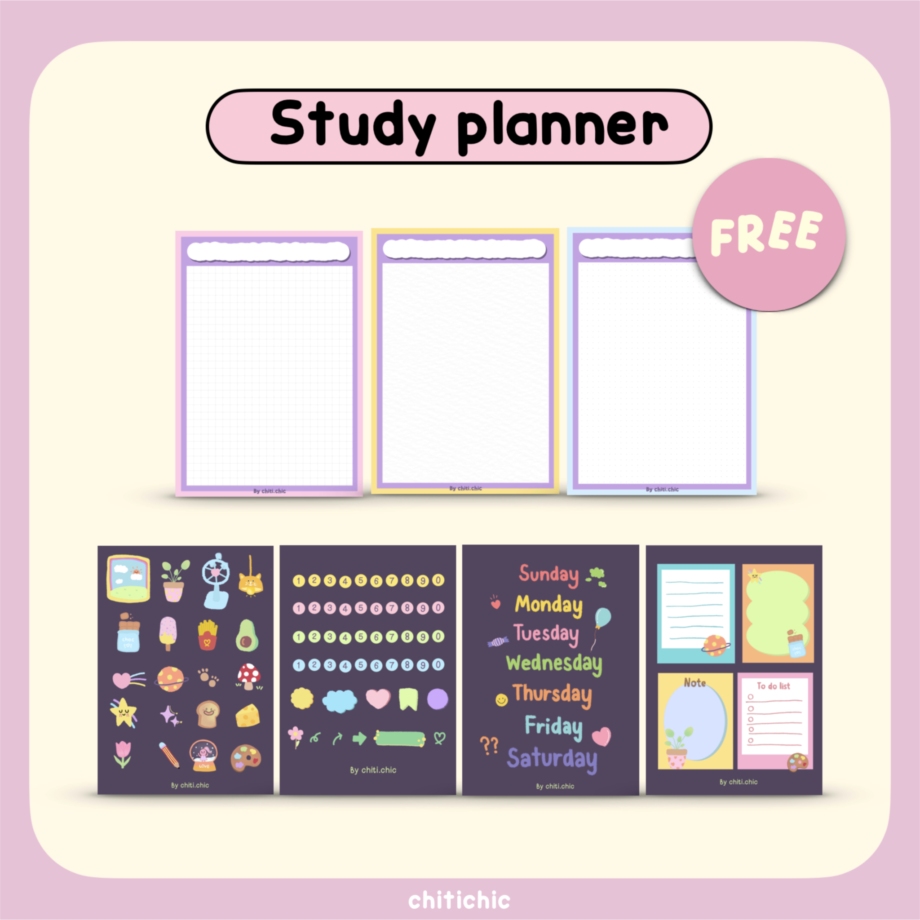 สติ๊กเกอร์ sticker goodnote กระดาษโน๊ต paper memo pad png - CHITICHIC digital planner (study planner)