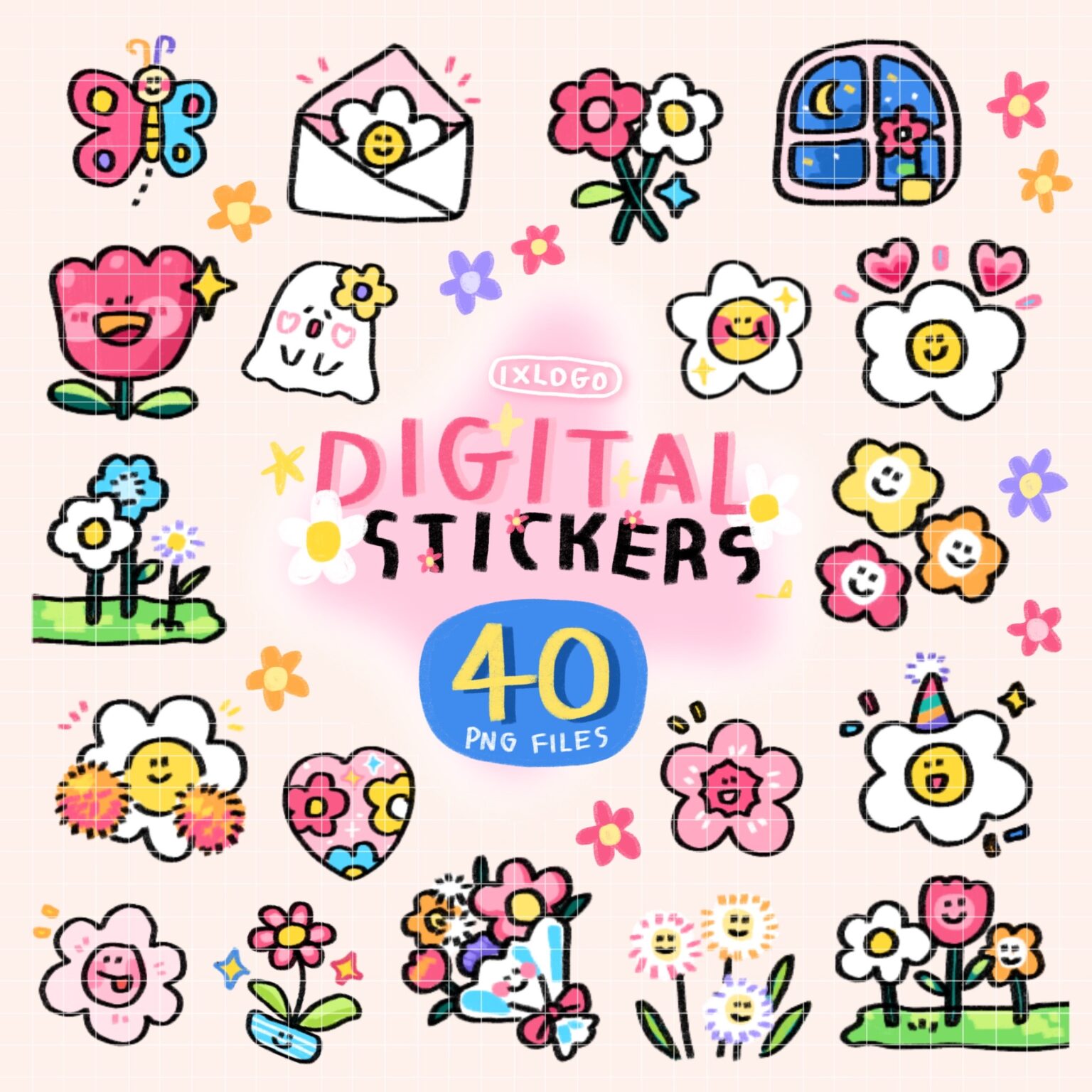 สติ๊กเกอร์ sticker goodnote png - IXLOGO digital sticker (a flower a day)