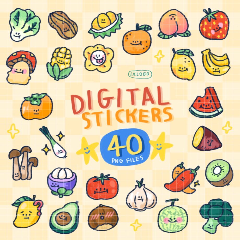 สติ๊กเกอร์ sticker goodnote png - IXLOGO digital sticker (fruits and veggies market)