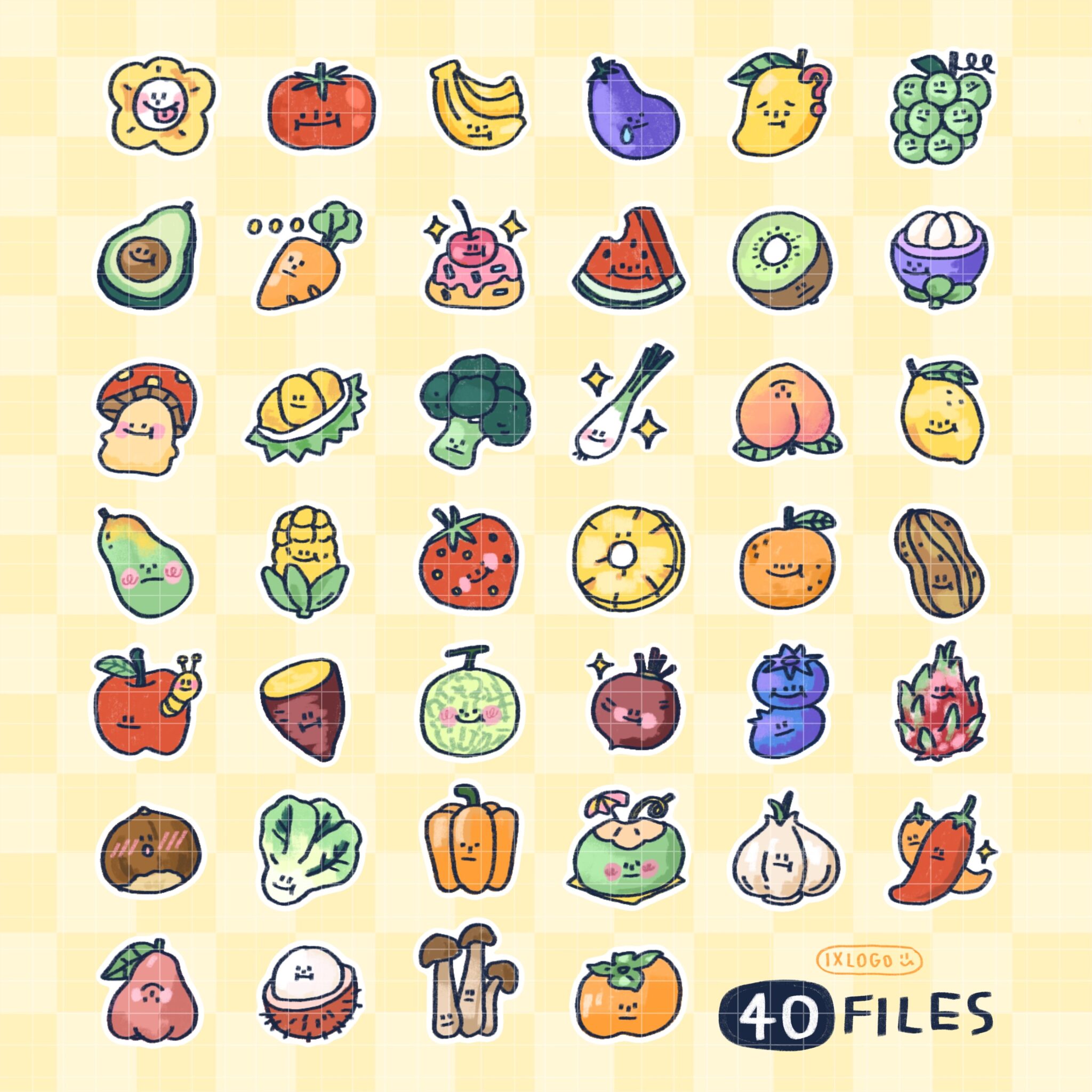 สติ๊กเกอร์ sticker goodnote png - IXLOGO digital sticker (fruits and veggies market) ตัวอย่าง