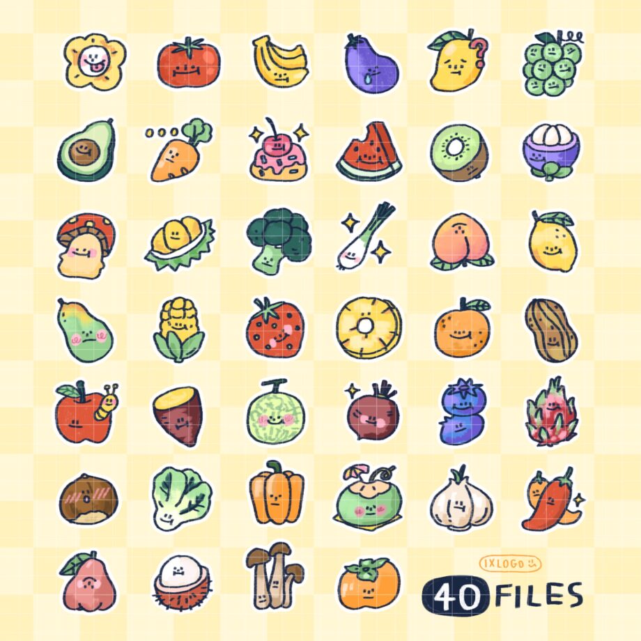 สติ๊กเกอร์ sticker goodnote png - IXLOGO digital sticker (fruits and veggies market) ตัวอย่าง