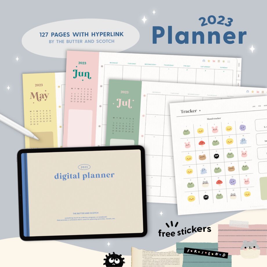 แพลนเนอร์ planner hyperlink - THE BUTTER AND SCOTCH digital planner 2023