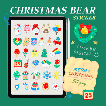 สติ๊กเกอร์ sticker goodnote png - BOMBZSTUDIO digital sticker (christmas bear)