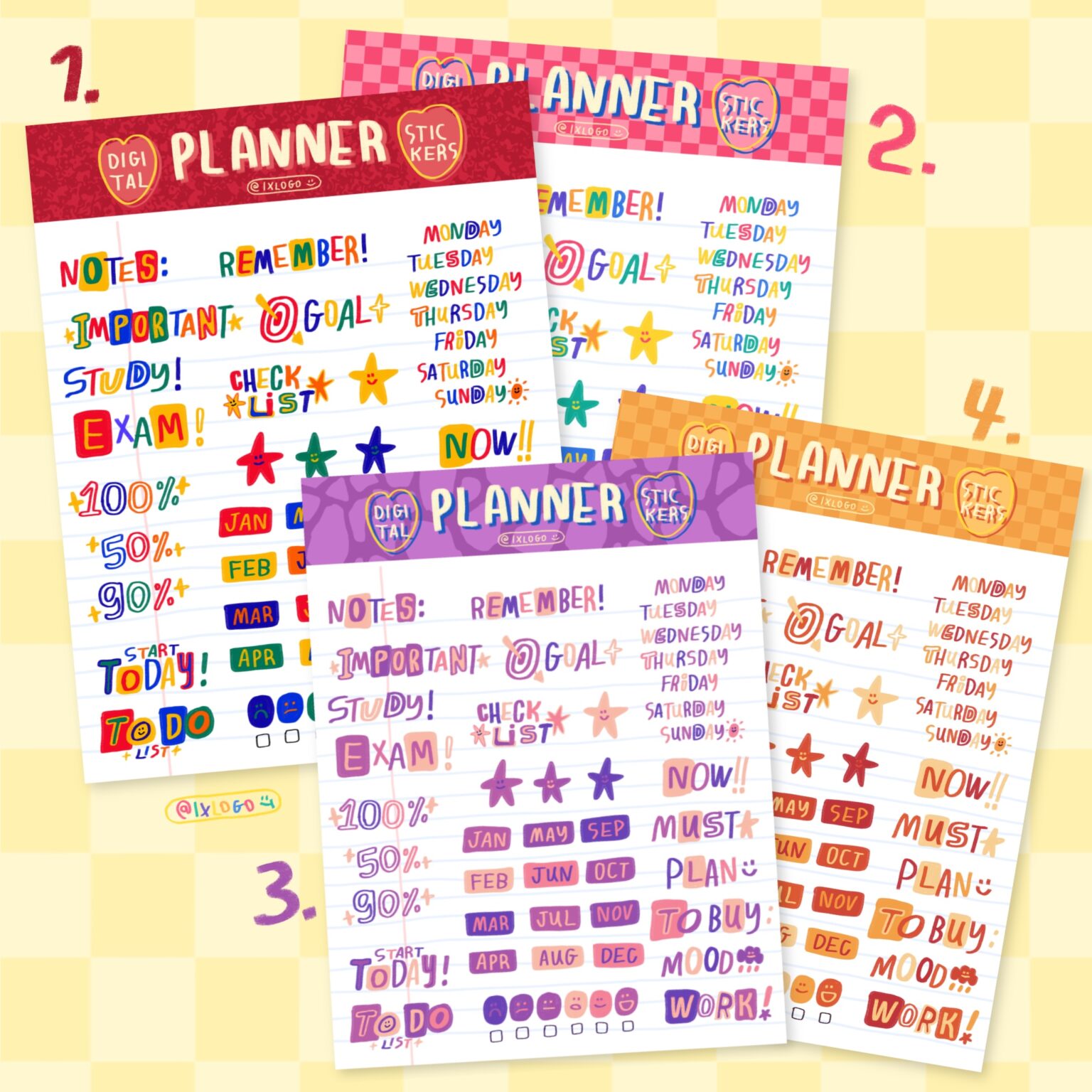 สติ๊กเกอร์ sticker goodnote png - IXLOGO digital sticker (essential words & phrases for planner/journal) ตัวอย่าง