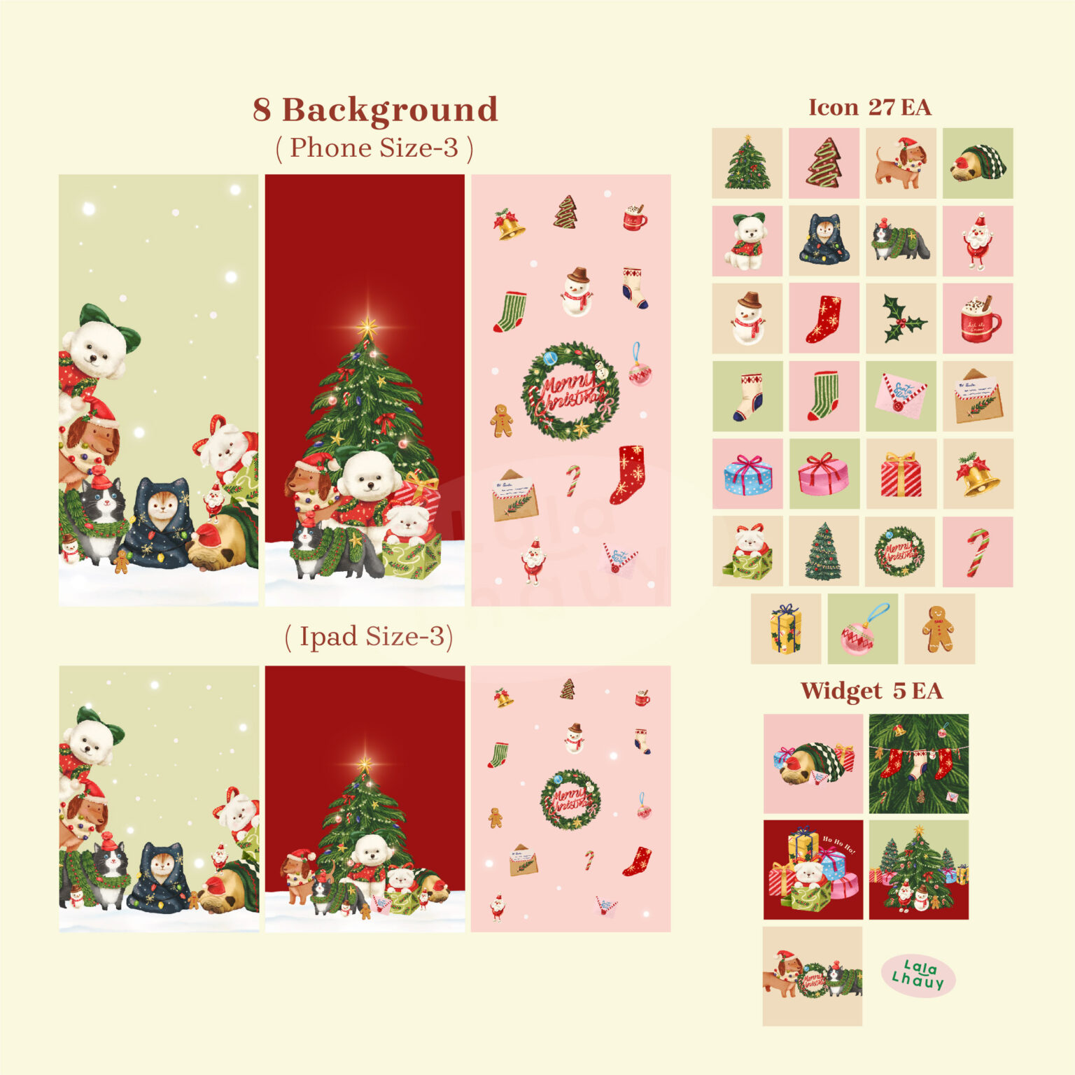 wallpaper วอลเปเปอร์ ไอคอน icon โทรศัพท์ iphone - LALALHAUY icon (christmas time & little cute collection) ตัวอย่าง