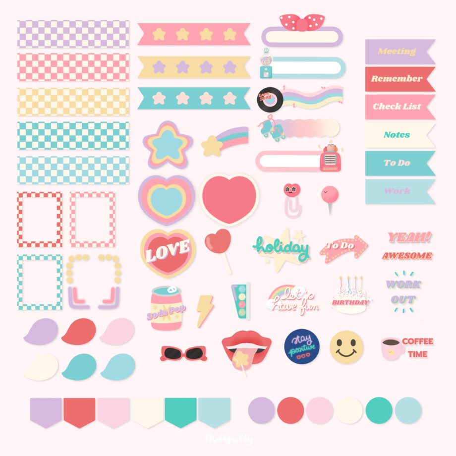 digital stickers สติ๊กเกอร์ png สติ๊กเกอร์ goodnote - FLUFFPUFFY digital planner 2023