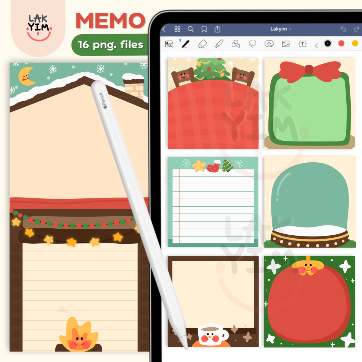 กระดาษโน๊ต paper memo pad png - LAKYIM. OFFICIAL digital pack (lakyim in christmas) 01