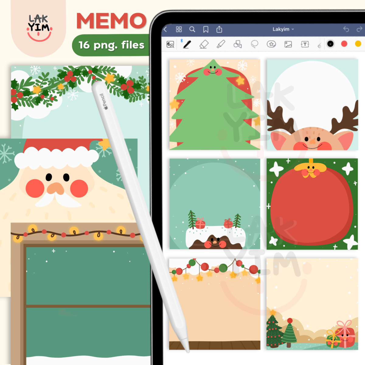 กระดาษโน๊ต paper memo pad png - LAKYIM. OFFICIAL digital pack (lakyim in christmas) 02