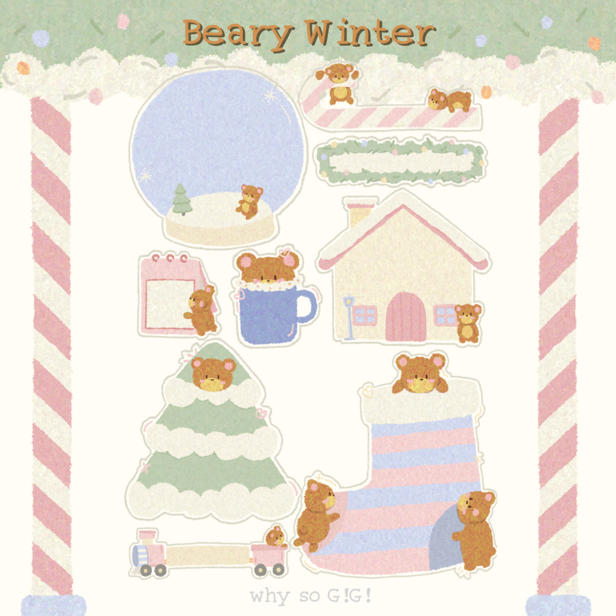 สมุดโน๊ต กระดาษโน๊ต png memopad memo pad digital notebook - WHY SO G!G! digital sticker (beary winter) 02