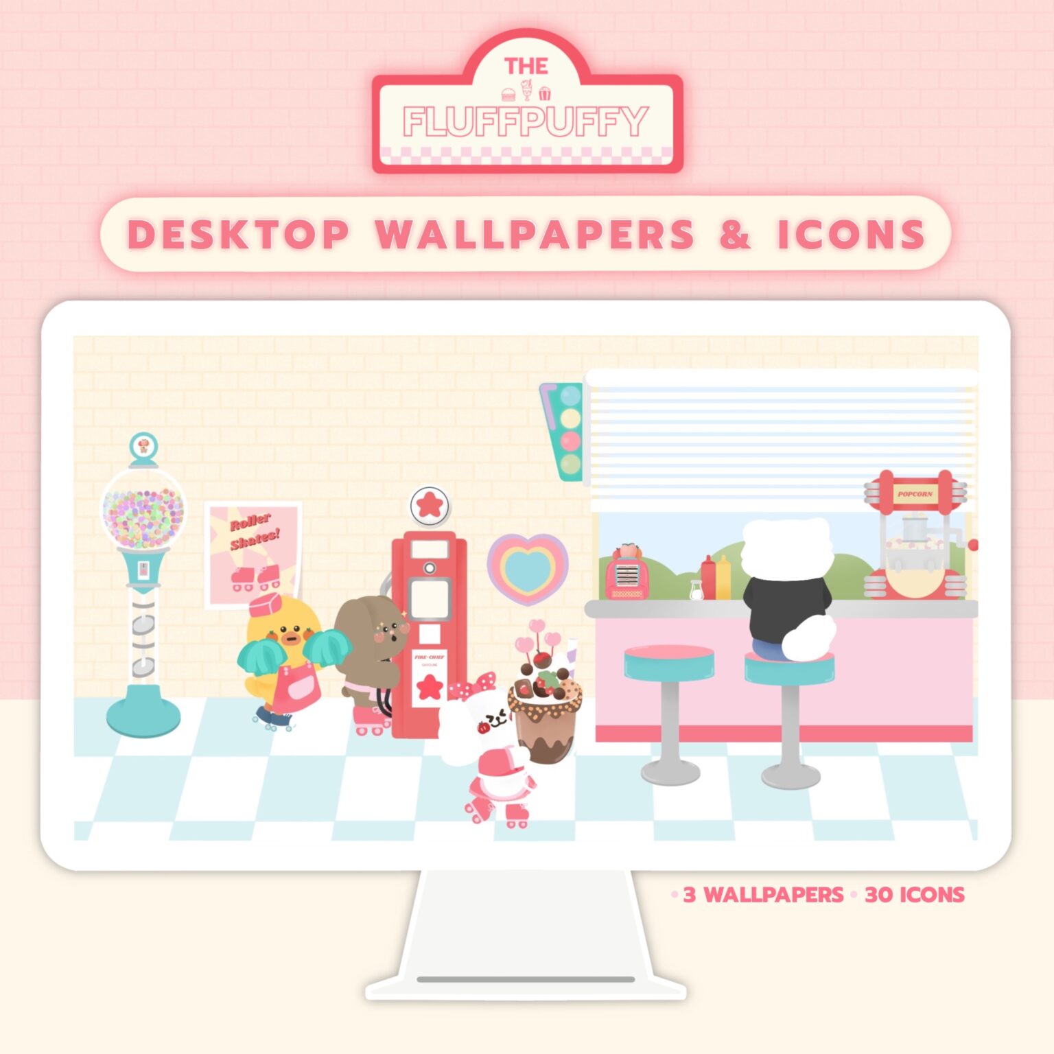 ไอคอน icon แต่งหน้า Desktop Windows หรือ Mac - FLUFFPUFFY desktop wallpapers and icons (The Fluffpuffy’s Diner)