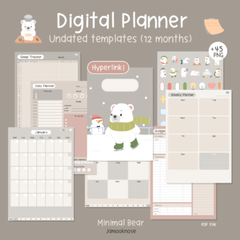 digital planner goodnotes แพลนเนอร์ hyperlink - JAMOOKNOSE digital planner (minimal bear)