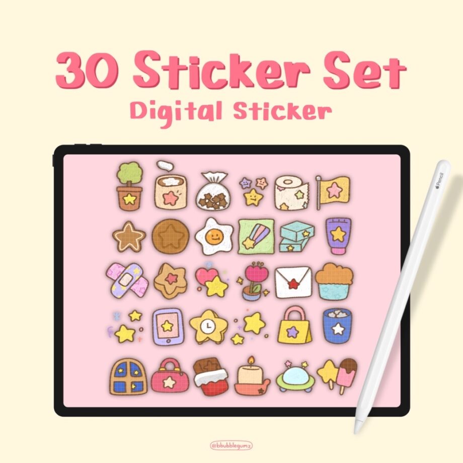 digital stickers สติ๊กเกอร์ png goodnote - BBUBBLEGUMZ digital sticker (30 Sticker Set)
