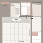 ตารางเดือน monthly planner - JAMOOKNOSE digital planner (minimal bear)
