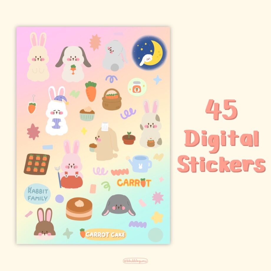 digital stickers สติ๊กเกอร์ png สติ๊กเกอร์ goodnote - BBUBBLEGUMZ digital notebook (rabbits)
