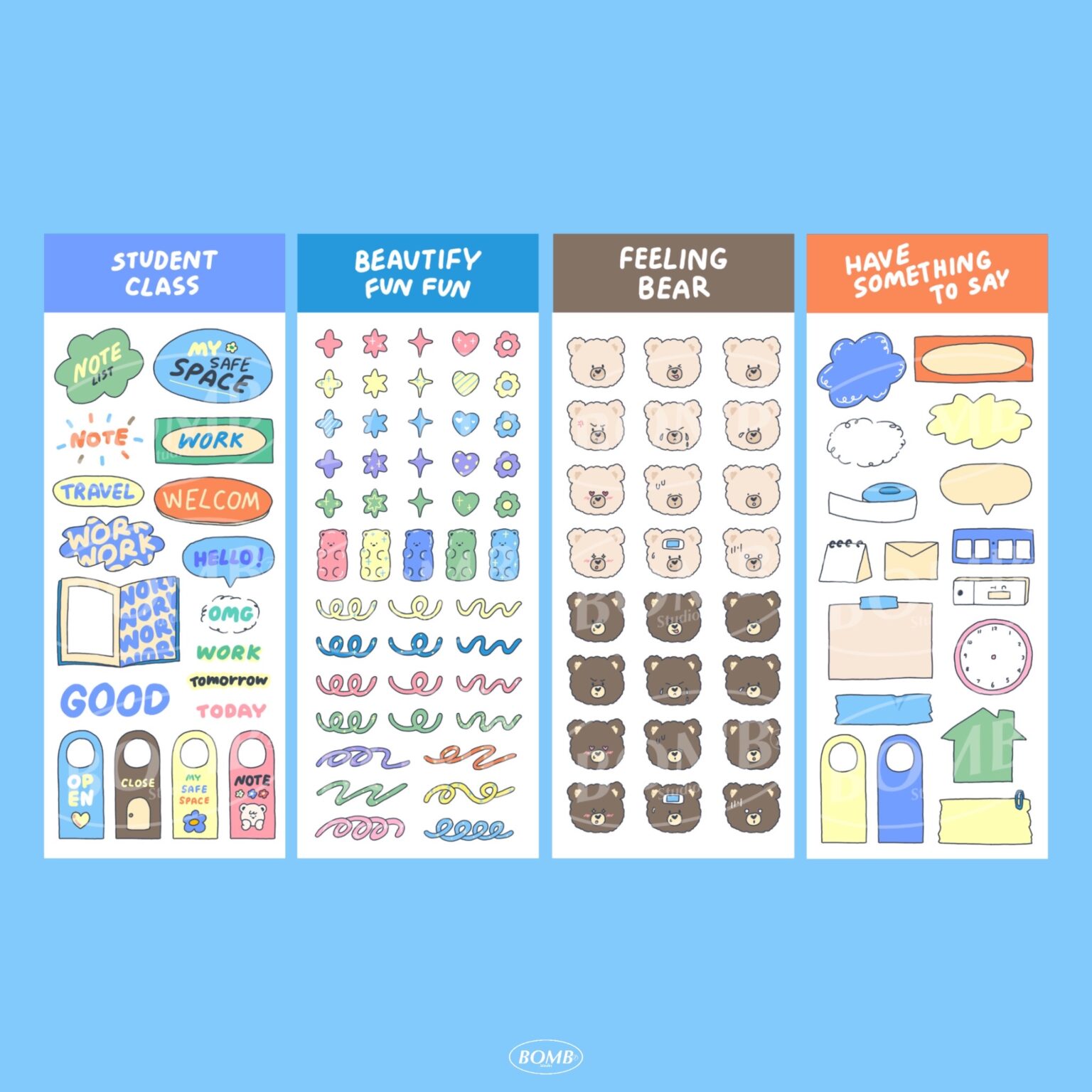 กระดาษโน๊ต memopad digital stickers สติ๊กเกอร์ goodnote png - BOMBZSTUDIO digital sticker (my bear space)