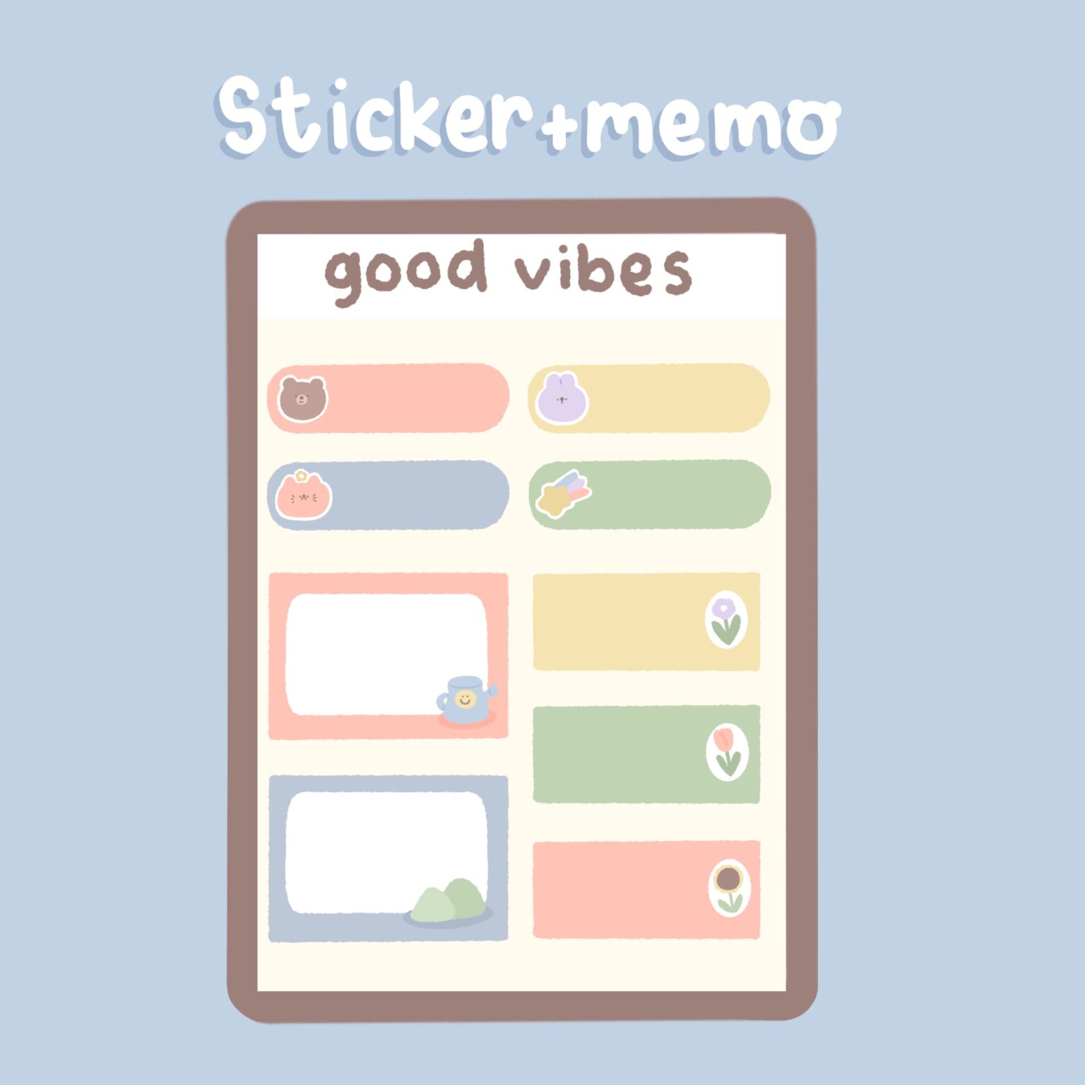 digital stickers สติ๊กเกอร์ png สติ๊กเกอร์ goodnote สมุดโน๊ต กระดาษโน๊ต png memopad memo pad digital notebook - MINEBXRRY digital pack (good vibes)