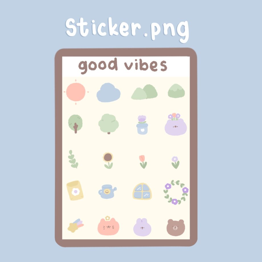 digital stickers สติ๊กเกอร์ png สติ๊กเกอร์ goodnote - MINEBXRRY digital pack (good vibes)