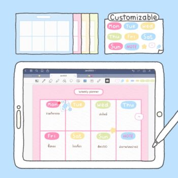 สมุดโน๊ต กระดาษโน๊ต png memopad memo pad digital notebook - MINEBXRRY digital planner (weekly) วิธีใช้งาน