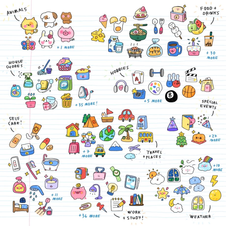 digital stickers สติ๊กเกอร์ goodnote png - IXLOGO Digital sticker (256 pcs digital everyday stickers) วิธีใช้