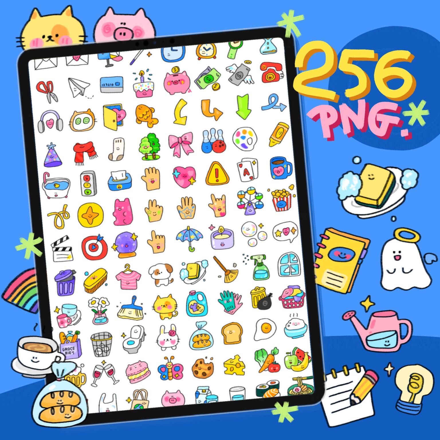 สติ๊กเกอร์ png sticker goodnote - IXLOGO digital sticker (256 pcs digital everyday stickers)