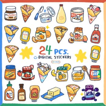 digital stickers สติ๊กเกอร์ png goodnote - IXLOGO digital sticker (24 pcs PNG crepes café)