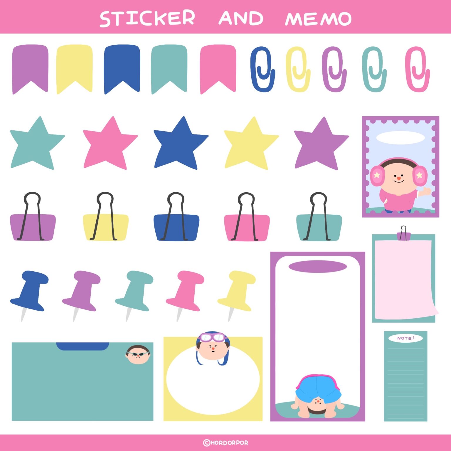 สติ๊กเกอร์ sticker goodnote กระดาษโน๊ต paper memo pad png - CHORDORPOR goodnotes digital pack (booboo ver.)