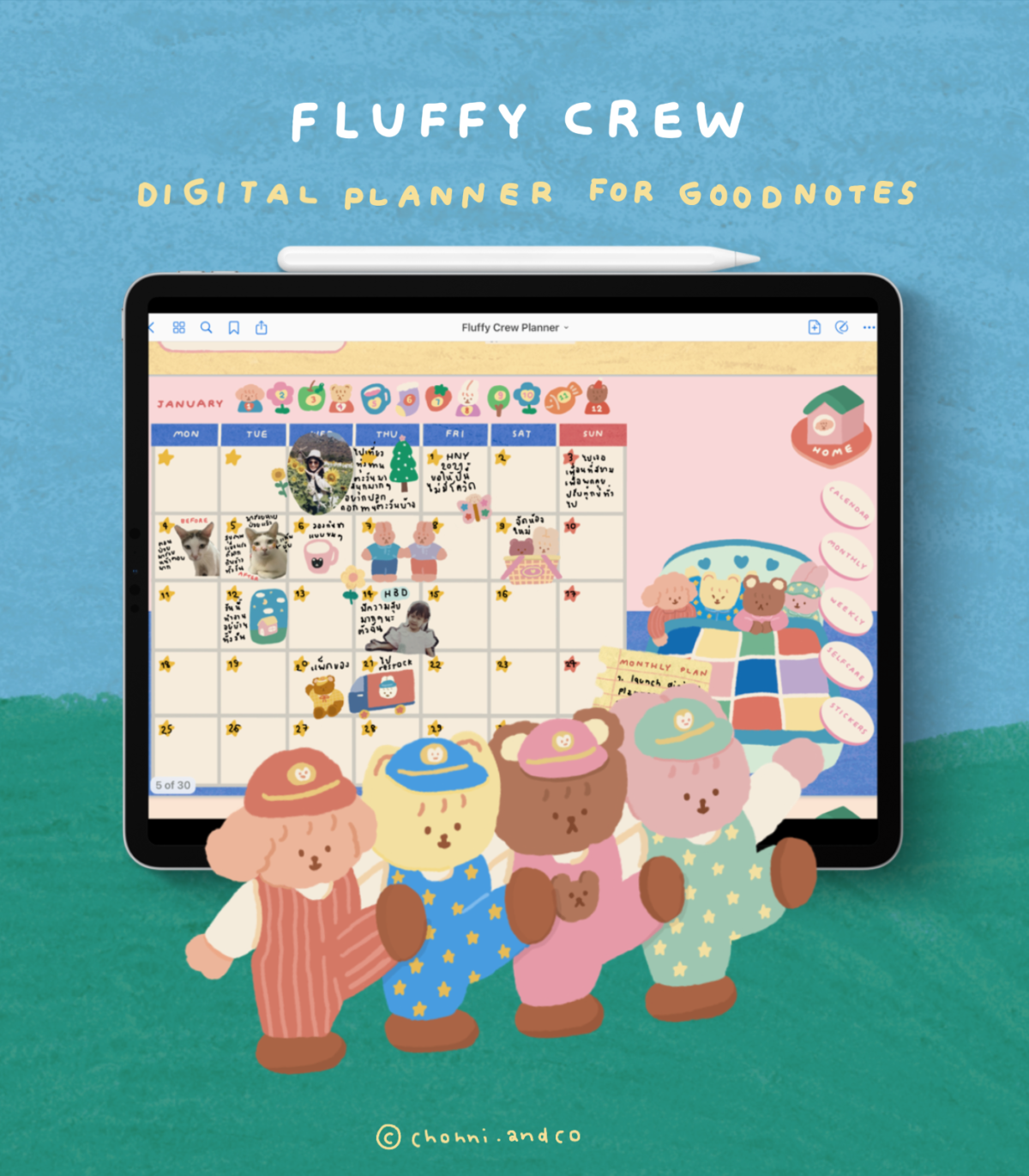 แพลนเนอร์ planner hyperlink - CHONNI.ANDCO digital planner (fluffy crew)