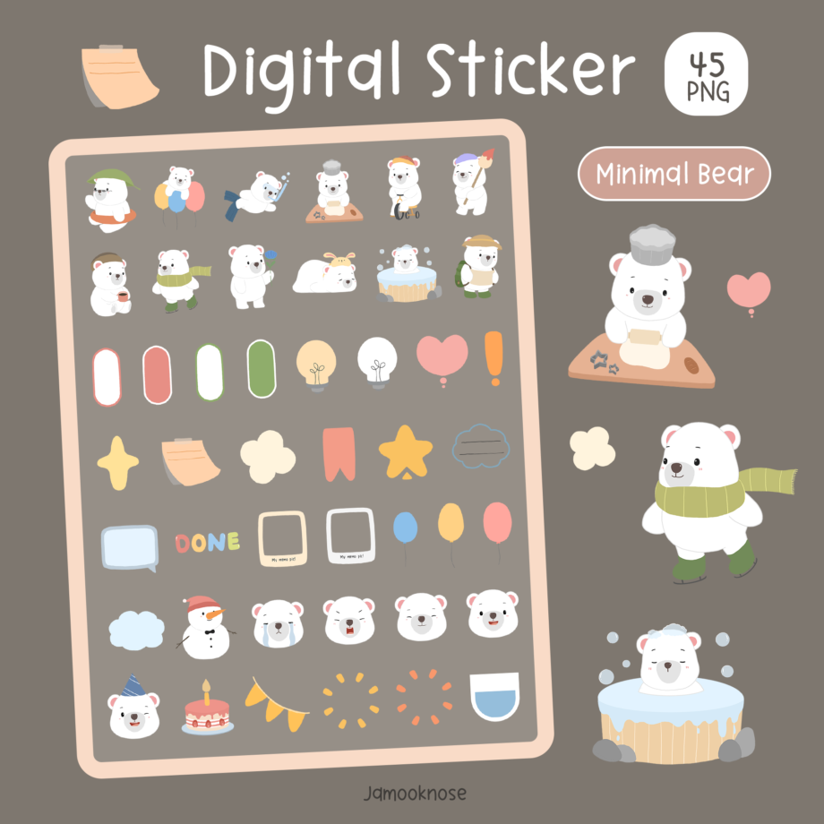 digital stickers สติ๊กเกอร์ png goodnote png - JAMOOKNOSE digital sticker (minimal bear)
