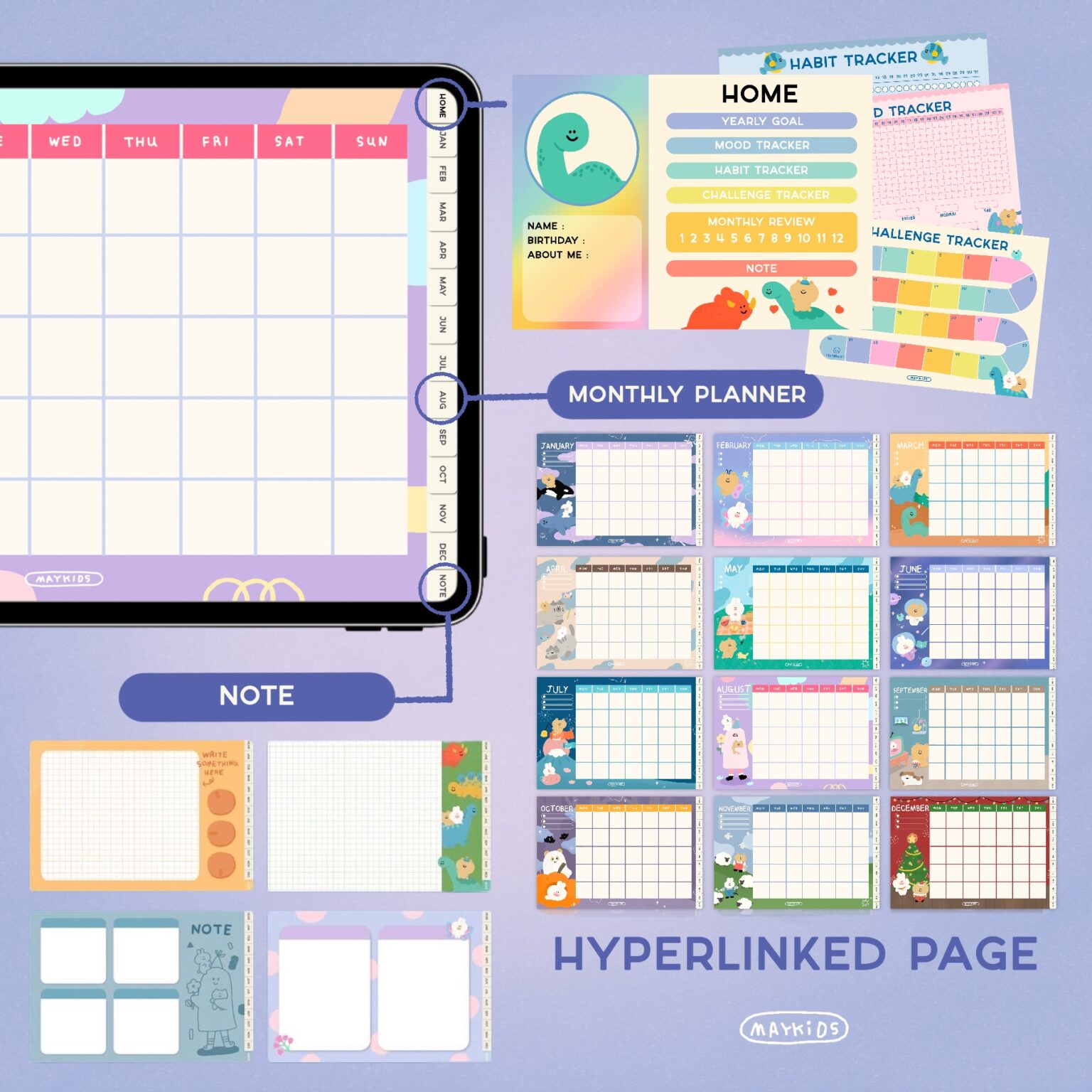 digital planner goodnotes แพลนเนอร์ - MAYKIDS STUDIO goodnotes digital planner (rainbow) hyperlink