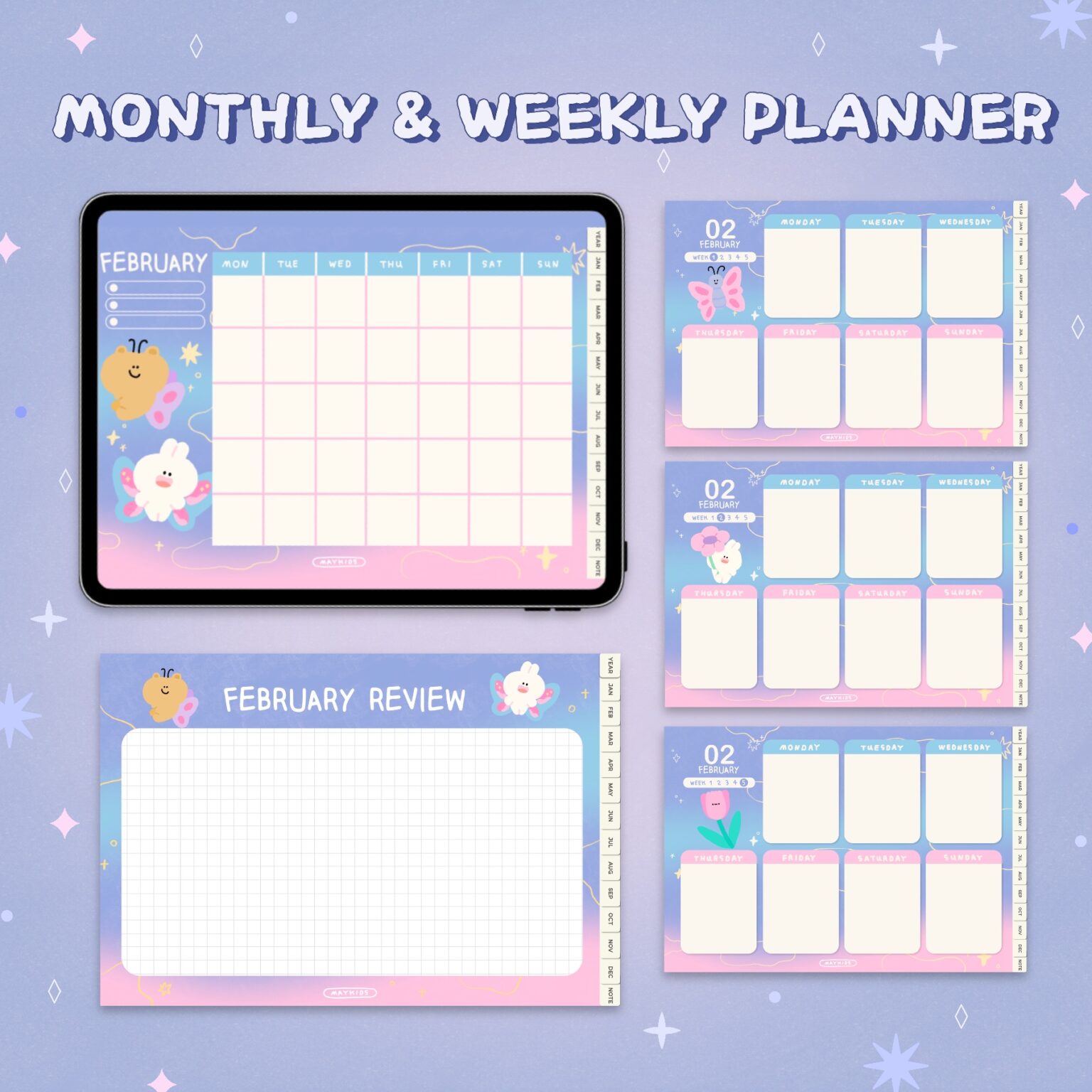 ตารางเดือน monthly planner weekly planner digital planner goodnotes แพลนเนอร์ - MAYKIDS STUDIO goodnotes digital planner (rainbow)