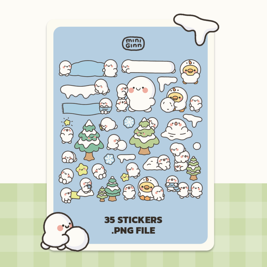digital stickers สติ๊กเกอร์ png สติ๊กเกอร์ goodnote - MINIGINN digital pack (snowman)