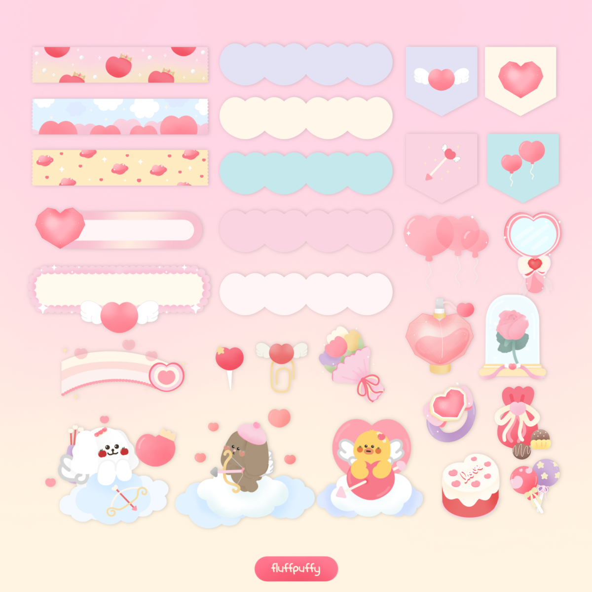 สติ๊กเกอร์ png digital stickers goodnote png - FLUFFPUFFY digital pack (fluffpuffy's love story)