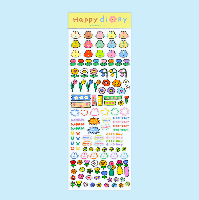 สติ๊กเกอร์ตกแต่ง sticker - BUTTERCLUB Long Sticker (happy diary)