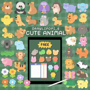 digital stickers สติ๊กเกอร์ png สติ๊กเกอร์ goodnote - DRAWLIPOPI_S goodnotes digital sticker (cute animal)