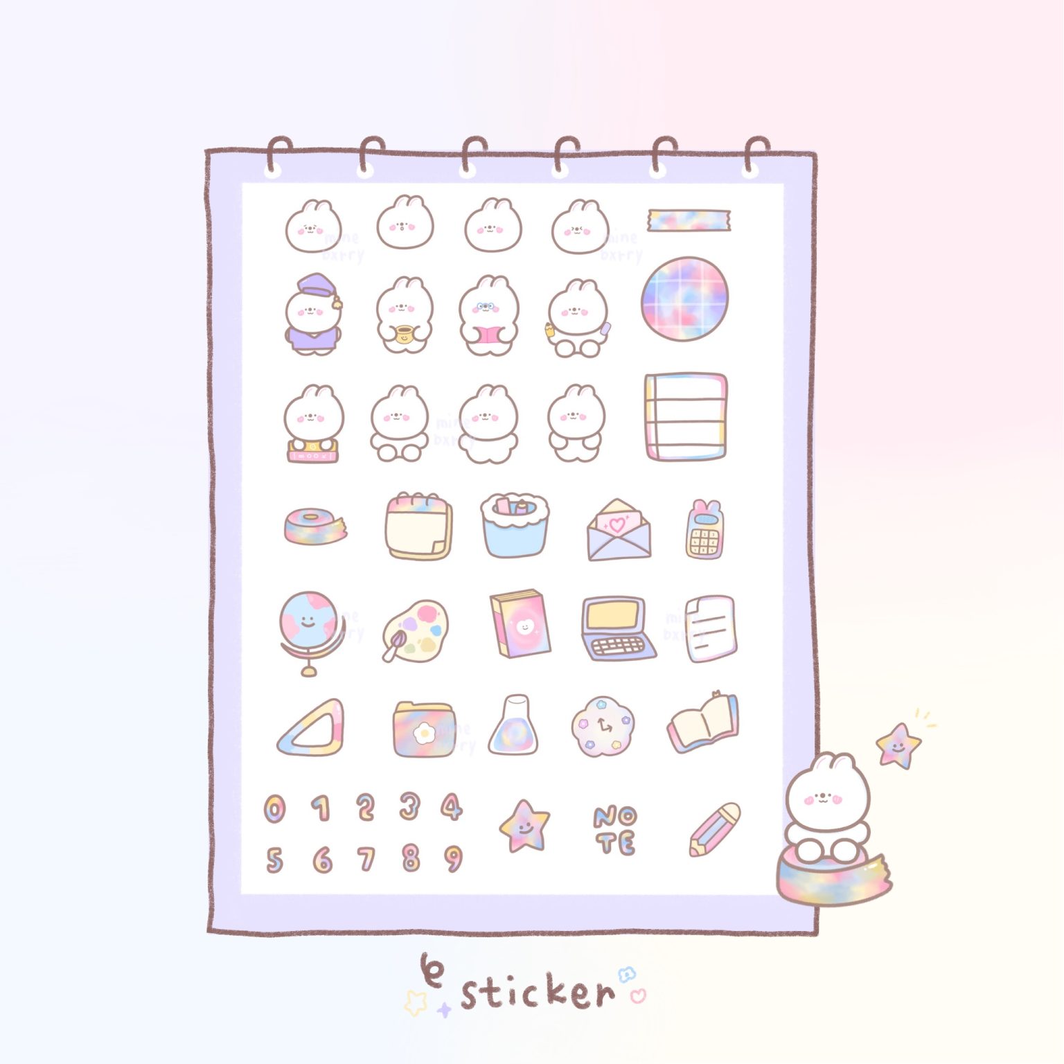 digital stickers สติ๊กเกอร์ png สติ๊กเกอร์ goodnote - MINEBXRRY Goodnotes Digital Pack (student)