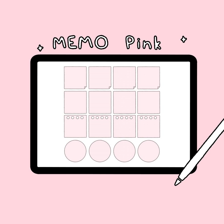 กระดาษโน๊ต memopad png - MINEBXRRY digital pack (basic memo pastel) สีชมพู