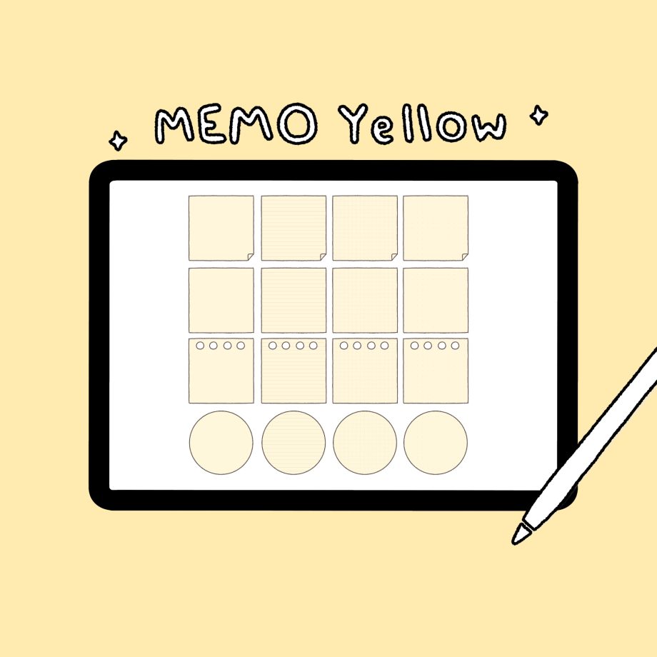 กระดาษโน๊ต memopad memo pad png - MINEBXRRY digital pack (basic memo pastel) สีเหลือง