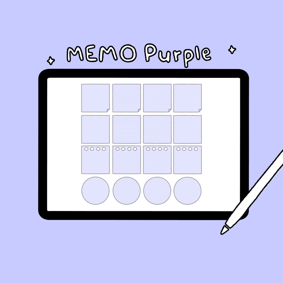 กระดาษโน๊ต paper memo pad png - MINEBXRRY digital pack (basic memo pastel) สีม่วง