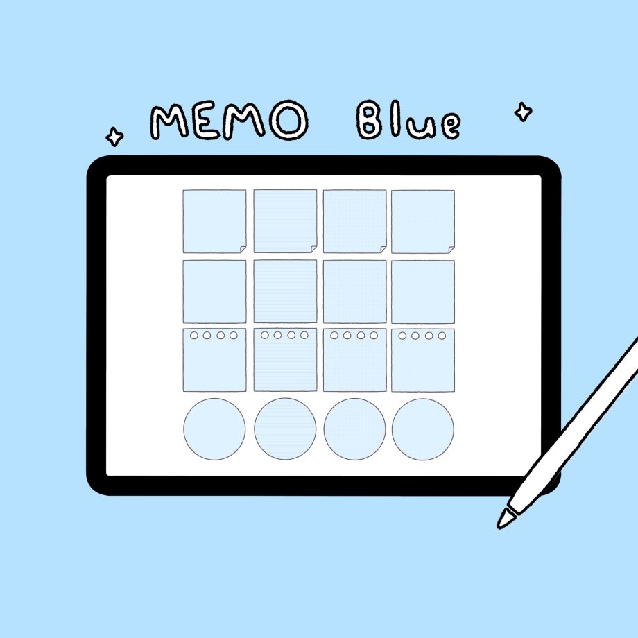 กระดาษโน๊ต memopad memo pad png - MINEBXRRY digital pack (basic memo pastel) สีฟ้า