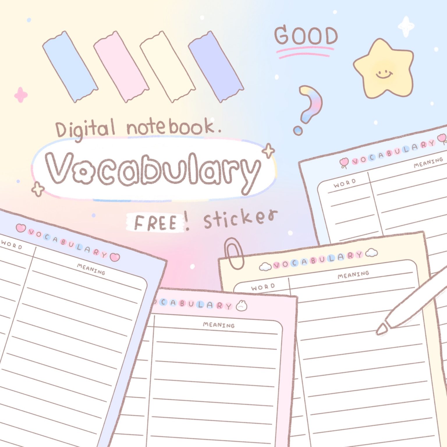 กระดาษโน๊ต paper memo pad memopad png - MINEBXRRY digital notebook (vocabulary book)