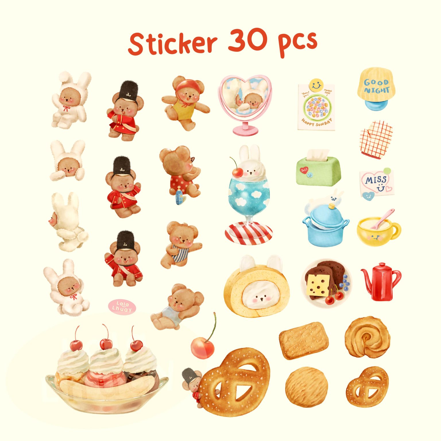 digital stickers สติ๊กเกอร์ png สติ๊กเกอร์ goodnote - LALALHAUY digital pack (little bear collection)