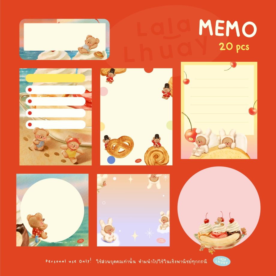 กระดาษโน๊ต memopad digital notebook png - LALALHAUY digital pack (little bear collection)